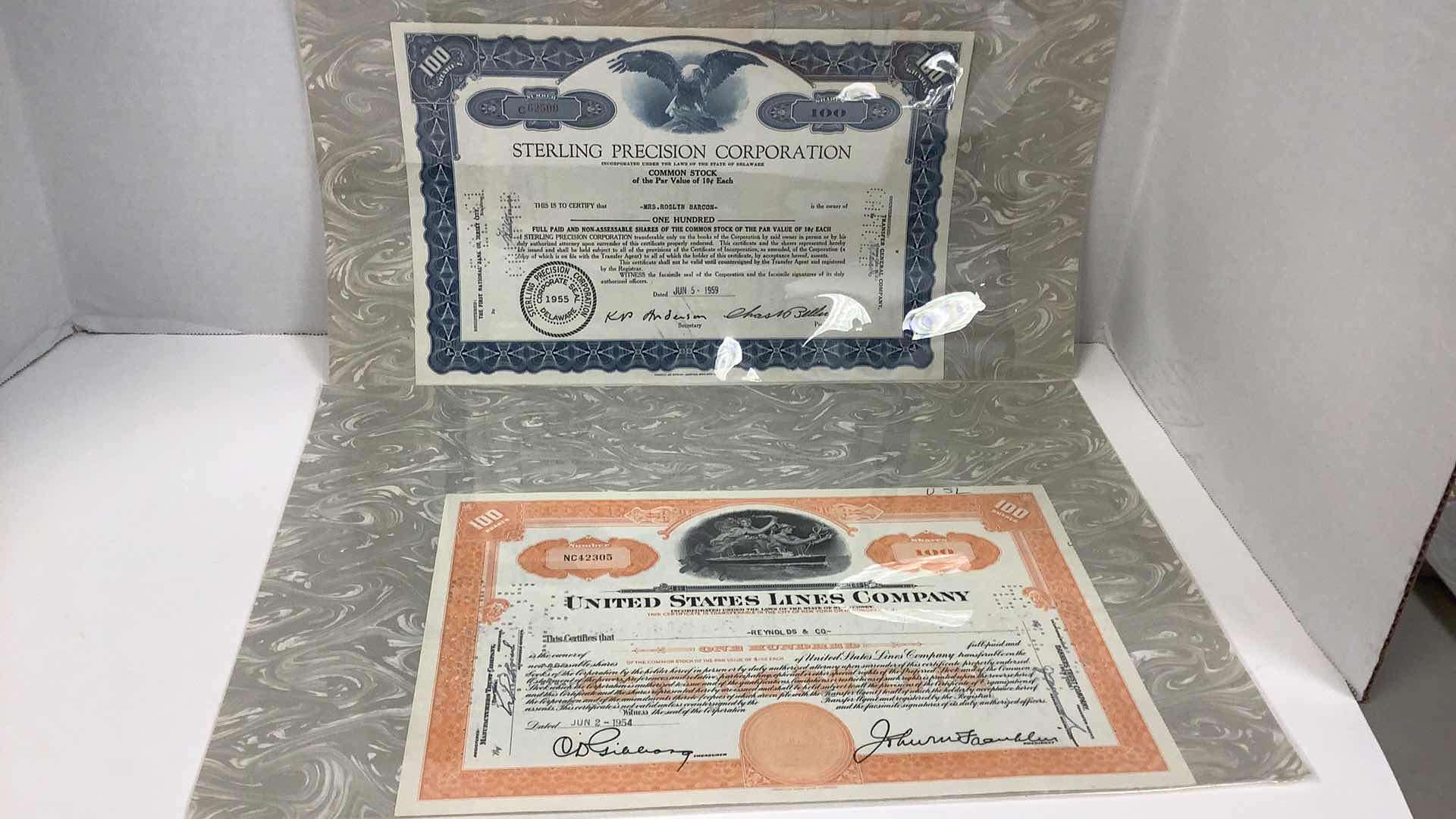 Photo 1 of FRANKLIN MINT, UNITED STATES LINES AND STERLING PRECISION CORPORATION 100 SHARES