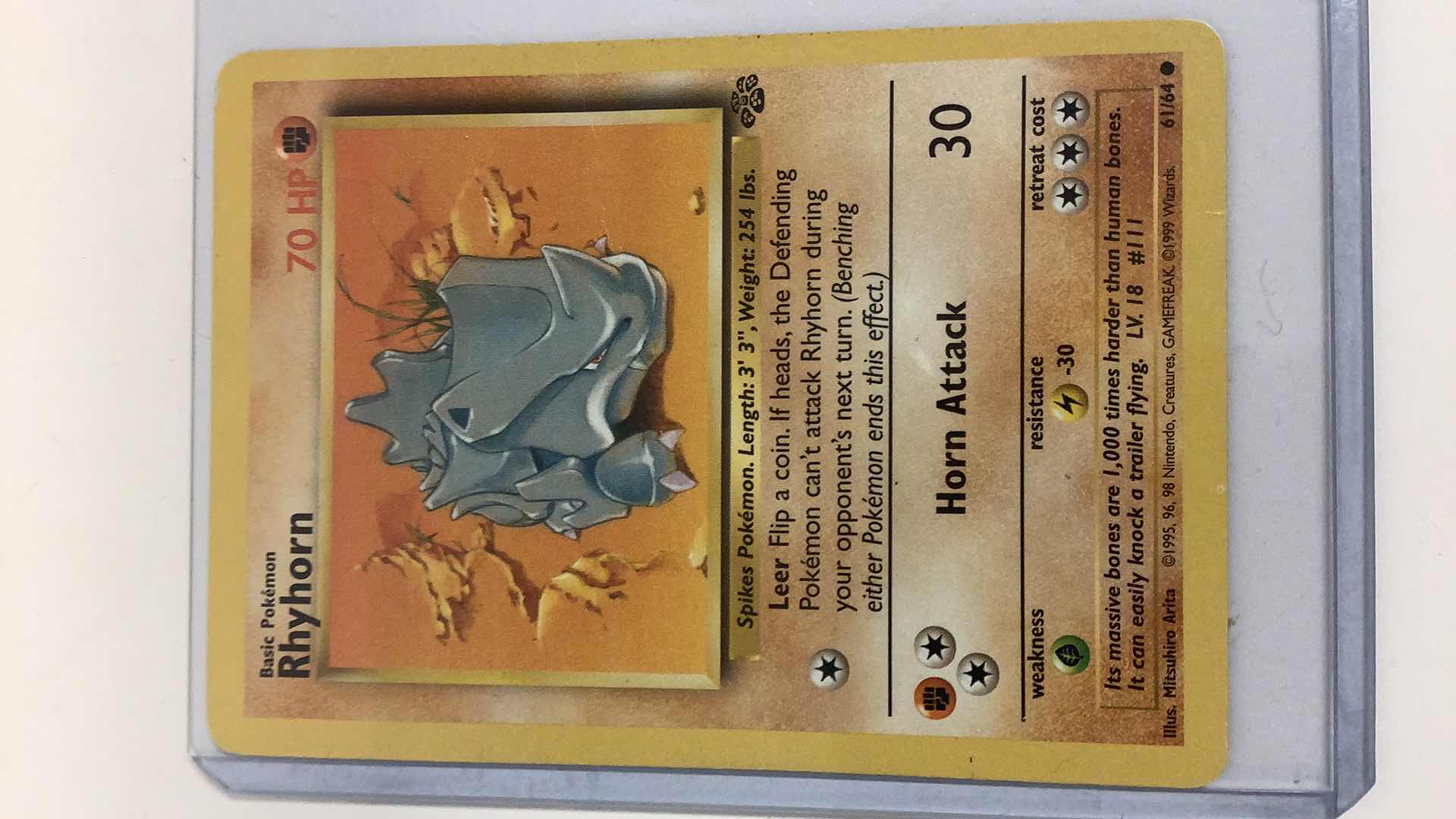 Photo 1 of 1995 RHYTON POKÉMON CARD