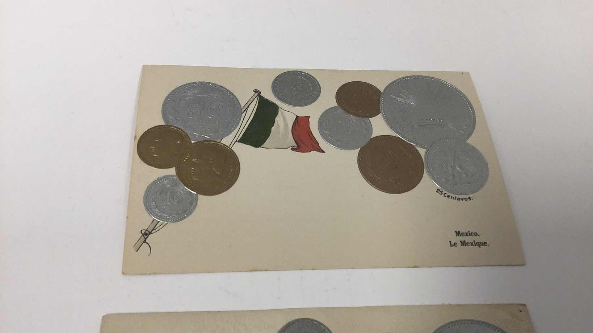 Photo 2 of 2 MEXICO COINS MONEZ VINTAGE POST CARDS
