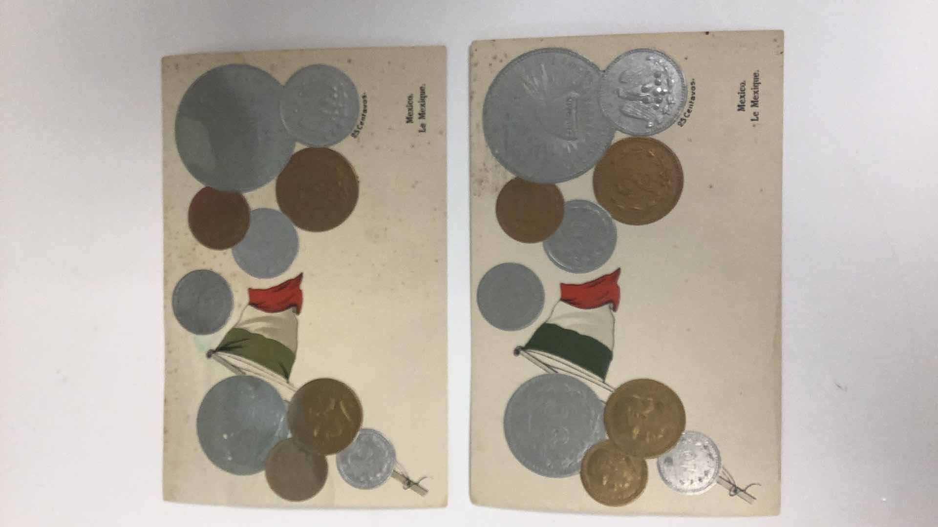 Photo 1 of 2 MEXICO COINS MONEZ VINTAGE POST CARDS