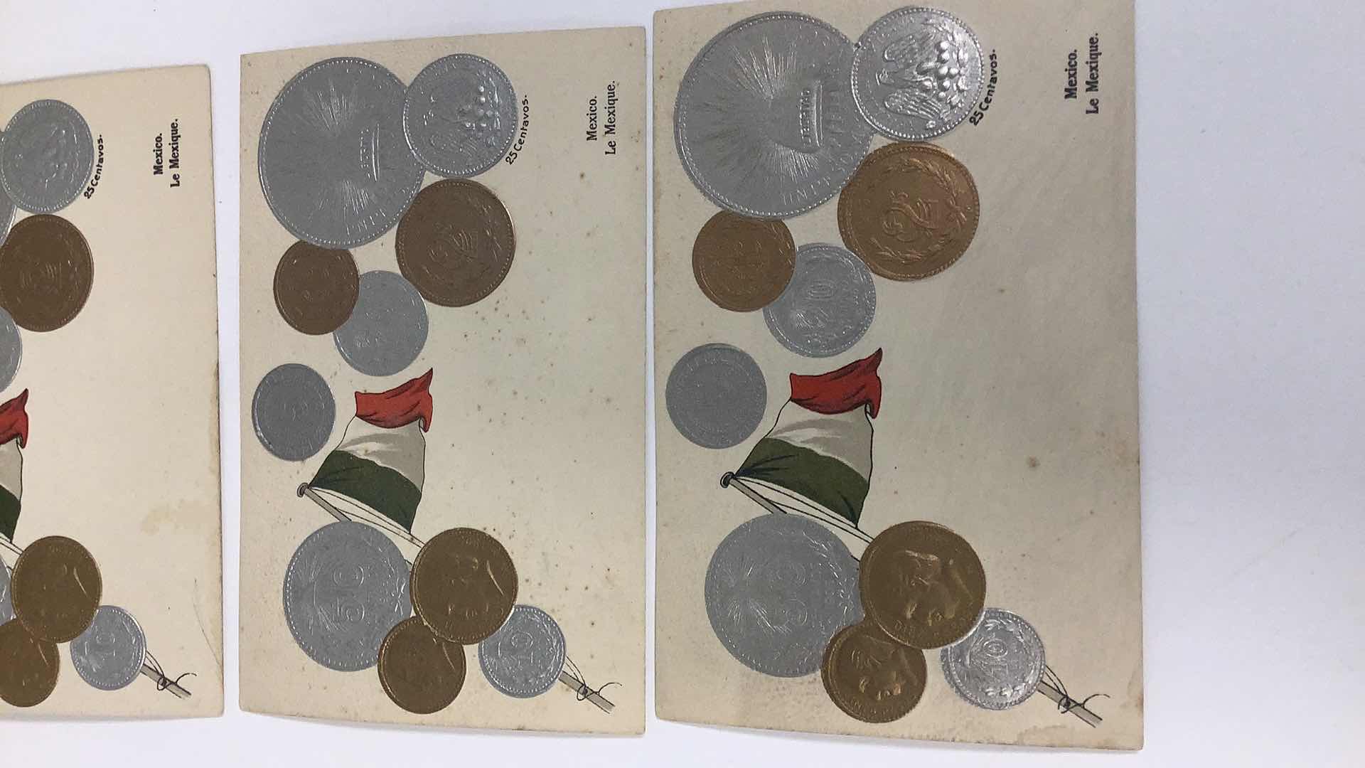 Photo 2 of 3 MEXICO COINS MONEZ VINTAGE POST CARDS