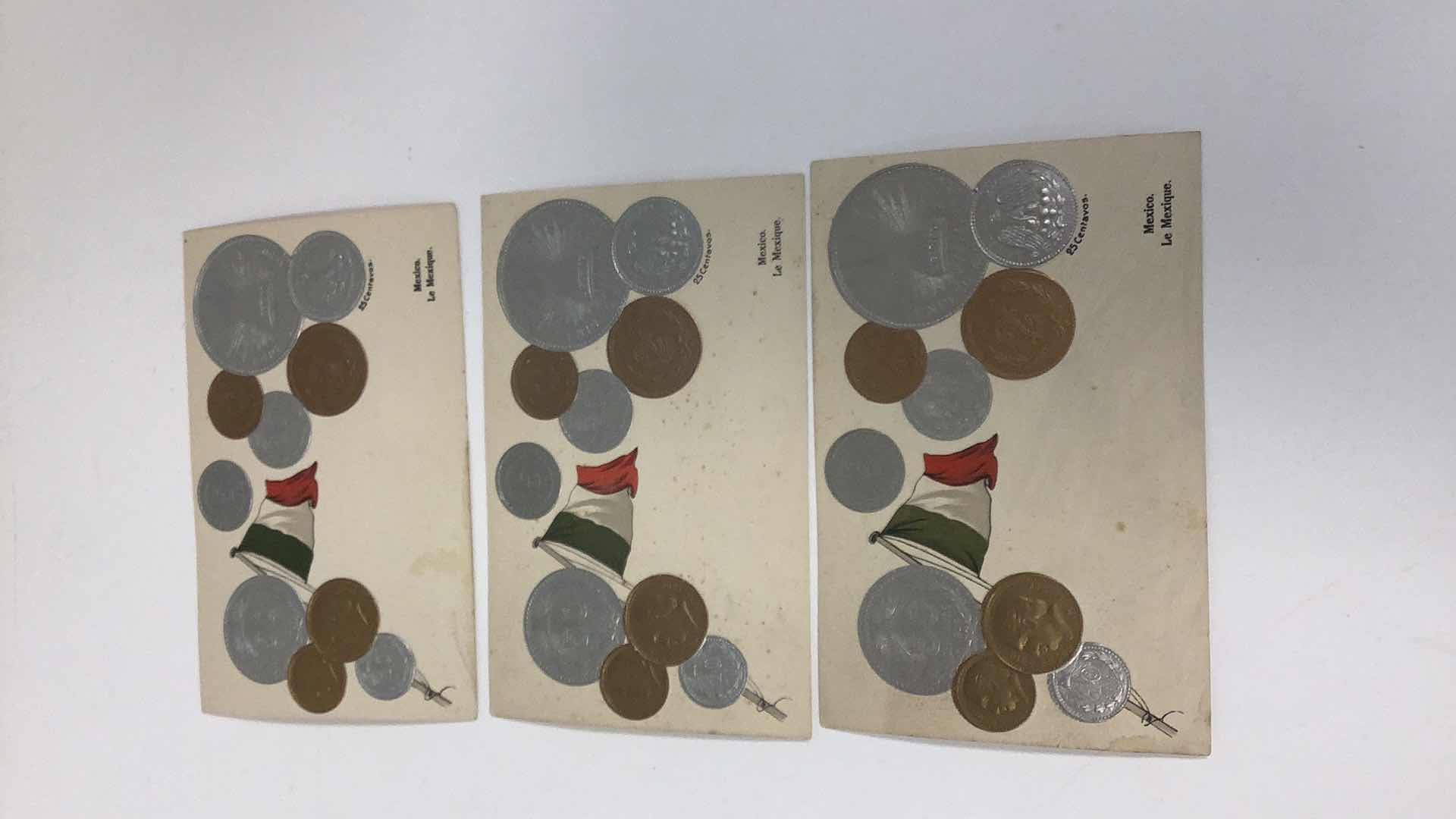 Photo 1 of 3 MEXICO COINS MONEZ VINTAGE POST CARDS