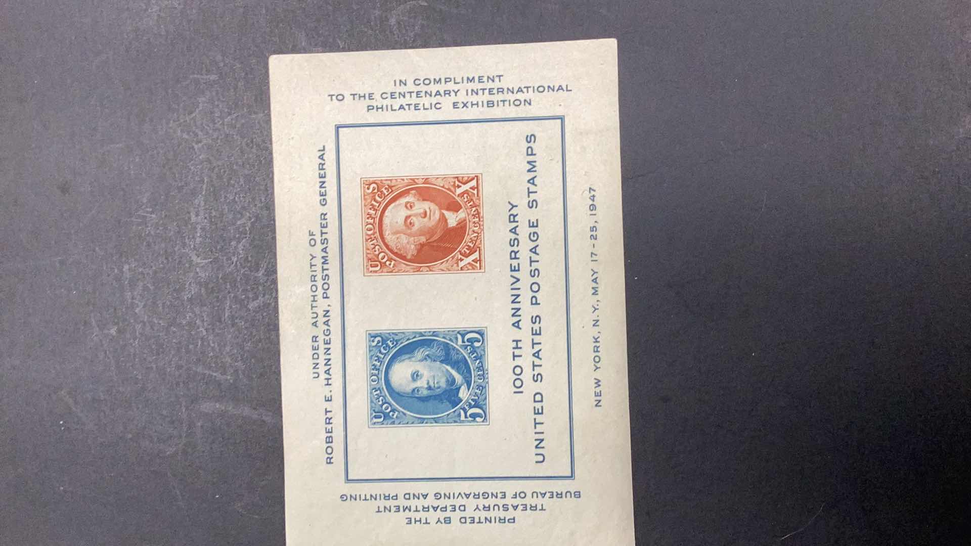 Photo 1 of STAMPS UNITED STATES 100TH ANNIVERSARY UNITED STATES POSTAGE STAMPS 1947