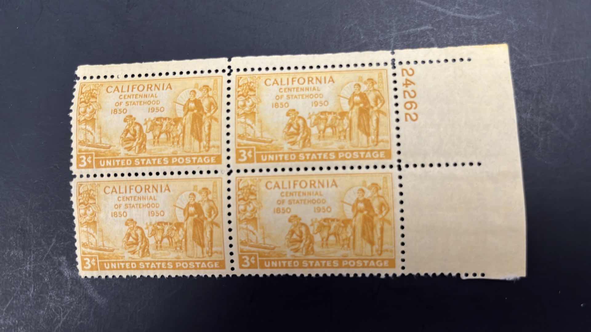Photo 1 of STAMPS BLOCK OF 4 UNITED STATES 1950 CALIFORNIA CENTENNIAL OF STATEHOOD #997