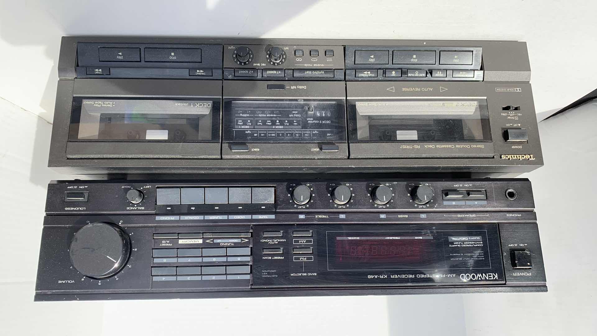 Photo 1 of KENWOOD STEREO AMPLIFIER KR-A46 AND TECHNICS DUAL CASSETTE DECK RS-TR157