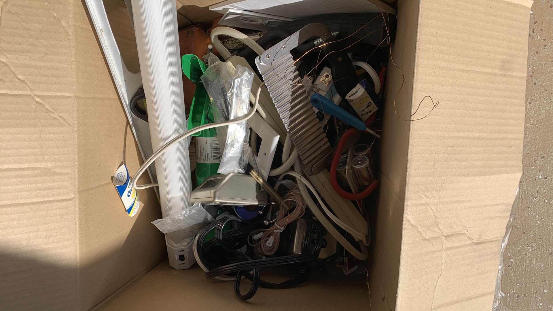Photo 1 of BOX OF TOOLS AND ASSORTED GARAGE ITEMS