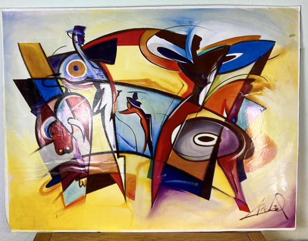 Photo 1 of MODERN ABSTRACT ARTWORK ALFRED GOCKEL ON POSTER BOARD 38” x 29”