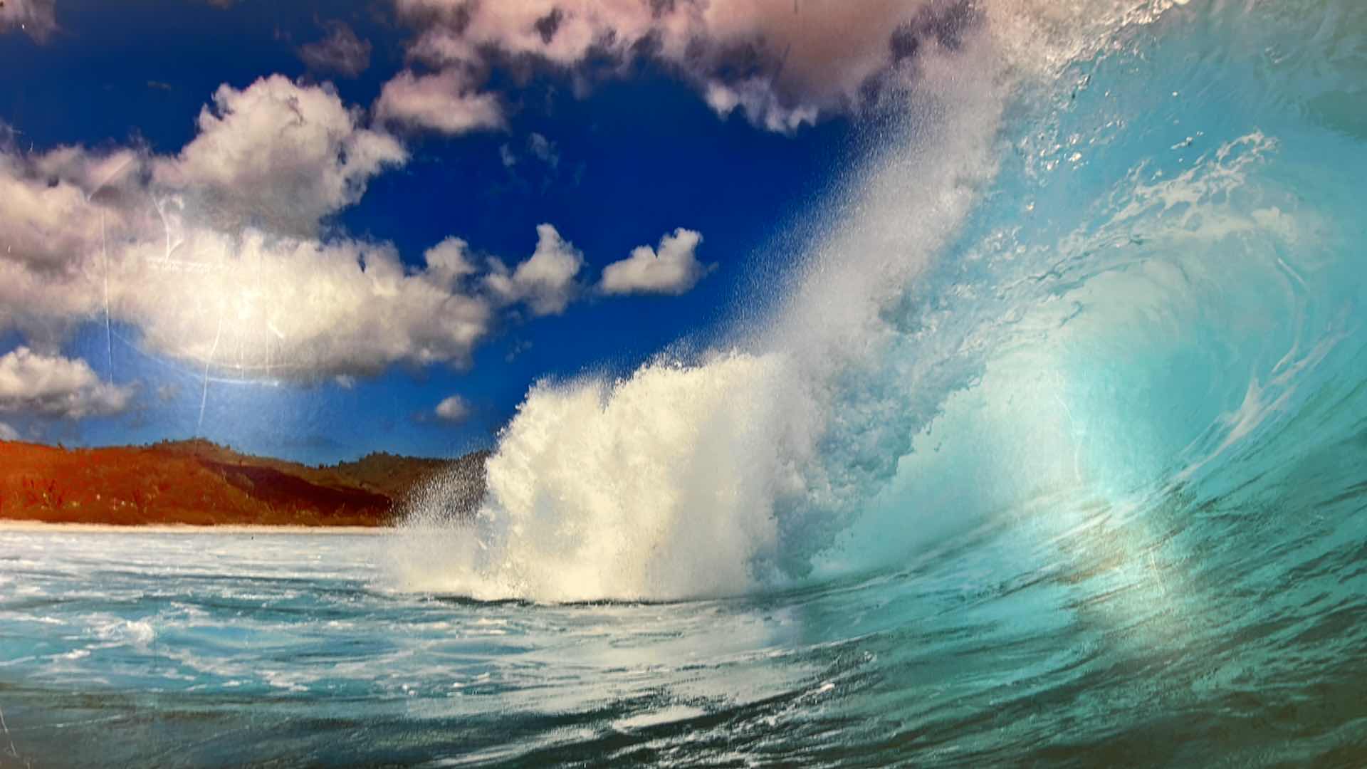 Photo 1 of WAVE CRASHING POSTER BOARD ARTWORK UNFRAMED 54“ x 30“