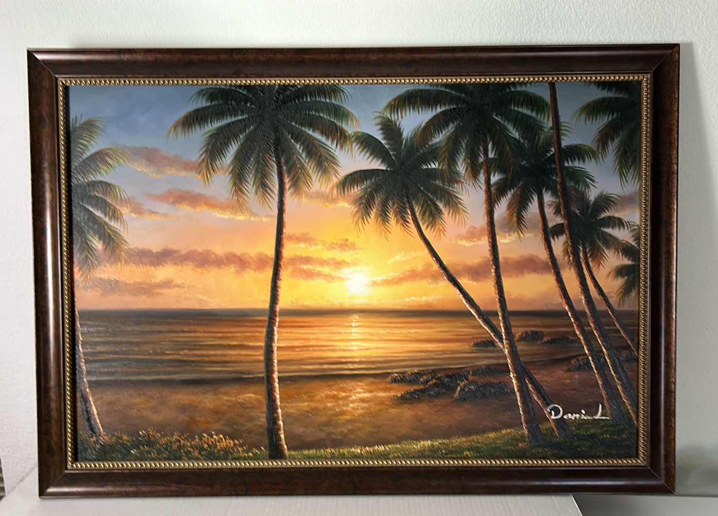 Photo 1 of SIGNED OIL ON CANVAS, PALM TREES, FRAMED ARTWORK 40“ x 28 1/2“