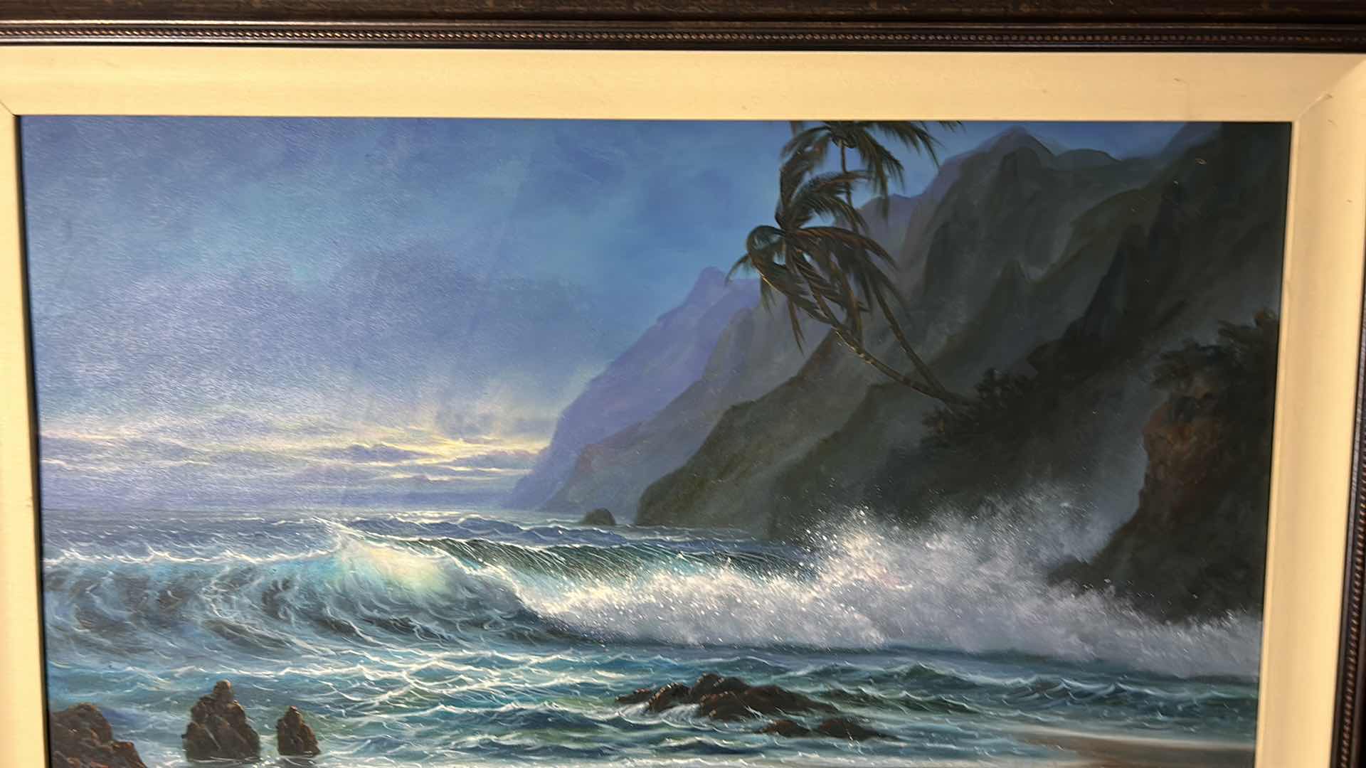 Photo 2 of SIGNED OIL ON CANVAS, OCEAN, FRAMED ARTWORK 45” x 33 1/2”