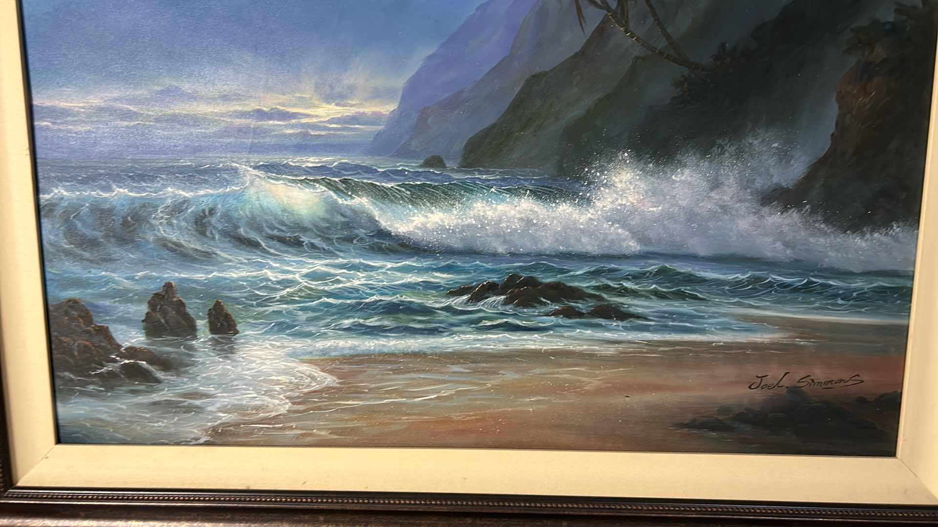 Photo 3 of SIGNED OIL ON CANVAS, OCEAN, FRAMED ARTWORK 45” x 33 1/2”