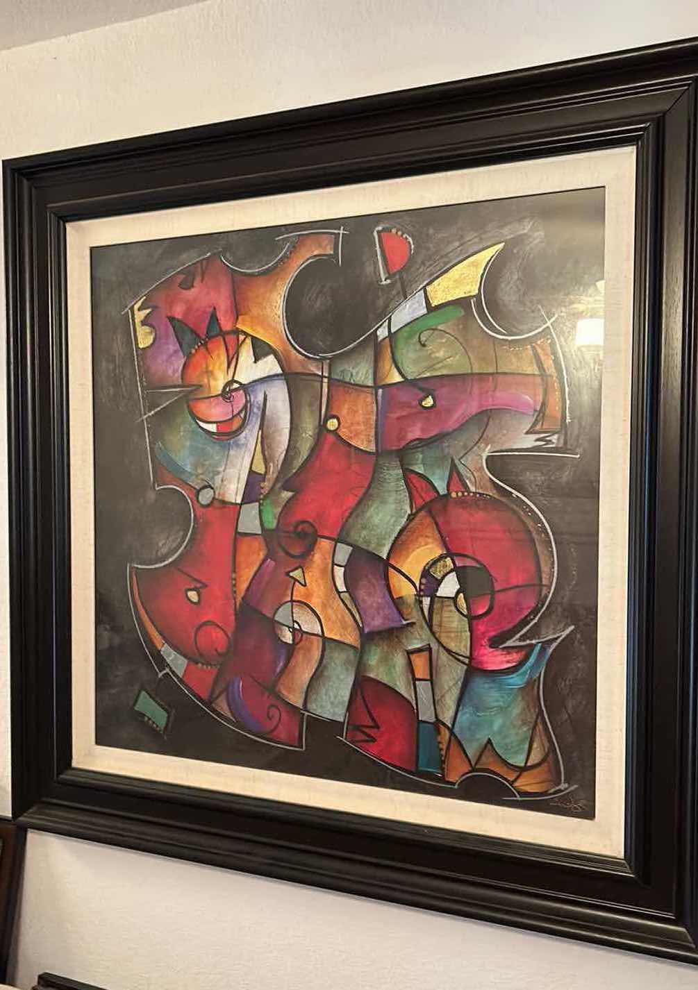 Photo 5 of SIGNED COLORFUL ABSTRACT ARTWORK BY ERIC WAUGH FRAMED 47 1/2” x 47 1/2”