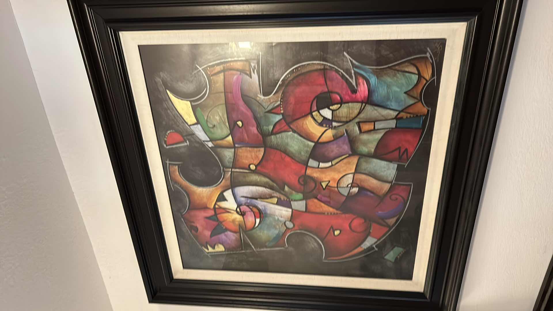 Photo 2 of SIGNED COLORFUL ABSTRACT ARTWORK BY ERIC WAUGH FRAMED 47 1/2” x 47 1/2”