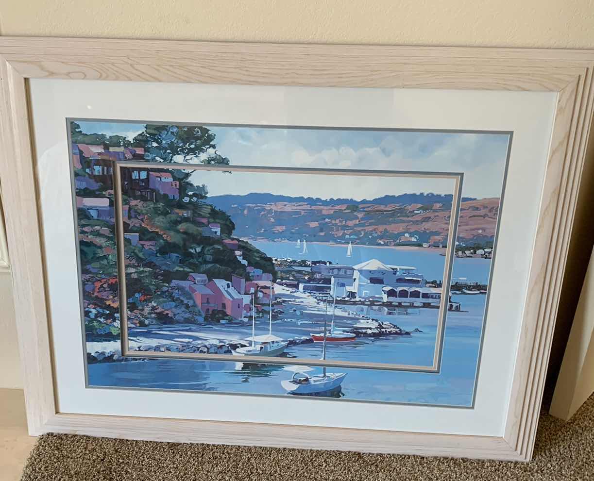 Photo 1 of "SAUSALITO" HOWARD BEHRENS MATTED PRINT 45” X 36”