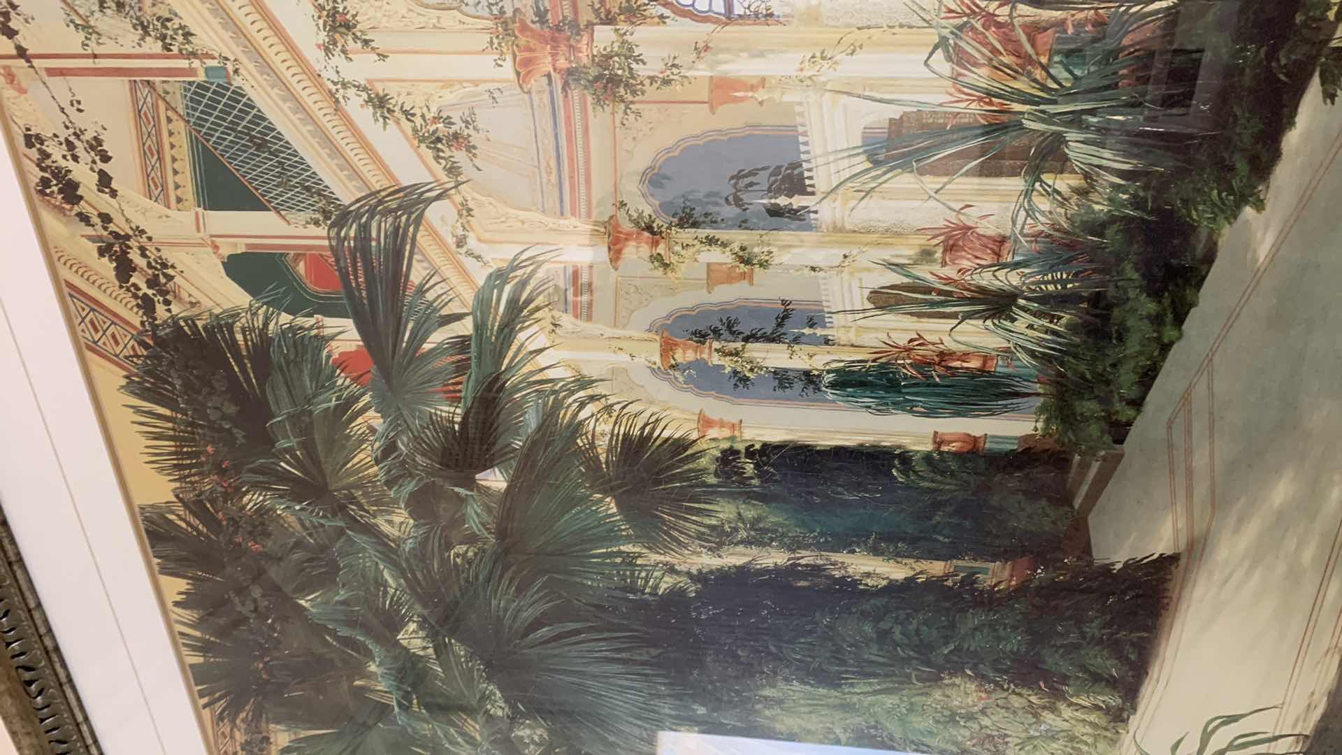 Photo 2 of "iNTERIOR OF THE PALM HOUSE" CARL BLECHEN OFFSET LITHOGRAPH ON CANVAS 46” X 51”