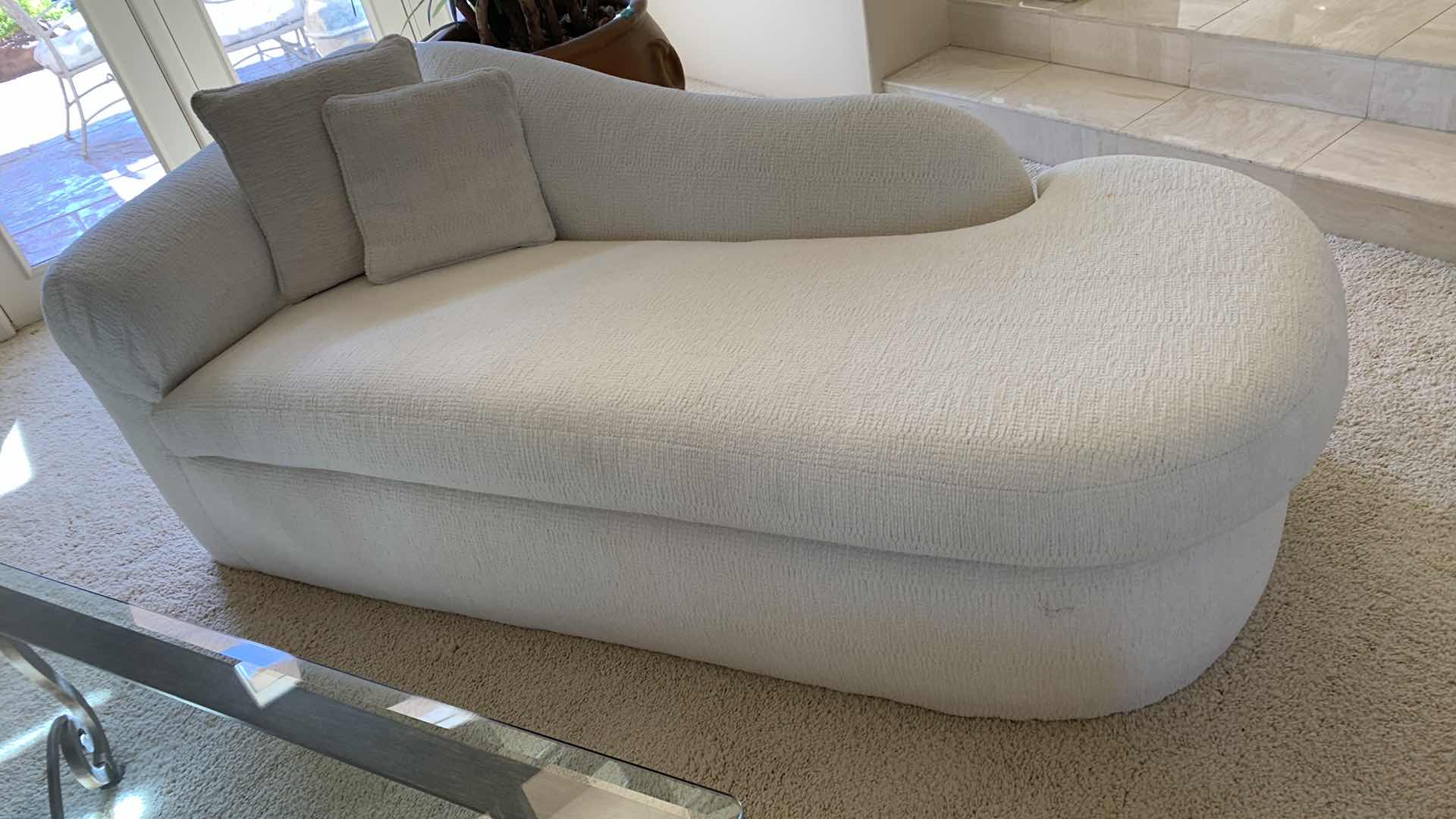 Photo 1 of CONTEMPORARY SWERVE WHITE BOUCLE CHAISE LOUNGE  79” X 36” H 30”