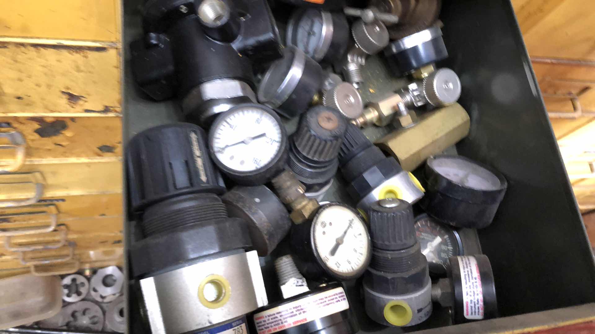Photo 1 of 2 TRAYS OF AIR GAUGES AND AIR REGULATORS