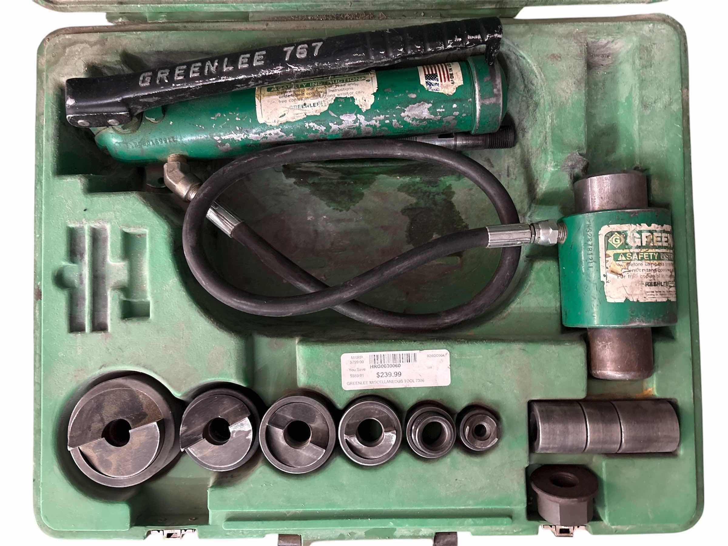Photo 1 of $1,000 GREENLEE 767 HYDRAULIC KNOCKOUT PUNCH KIT