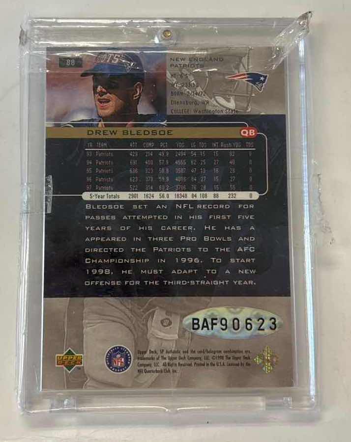 Photo 1 of 1999 DREW BLEDSOE SP AUTHENTIC BUYBACKS AUTOGRAPH #D16/47