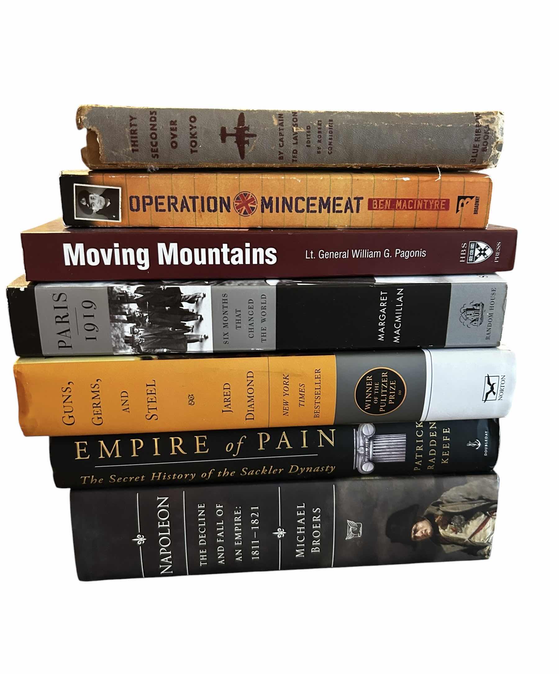 Photo 1 of (7) NON-FICTION BOOKS COVERING TOPICS OF MILITARY HISTORY, LEADERSHIP, GLOBAL DEVELOPMENT, AND CORPORATE EXPOSÉ