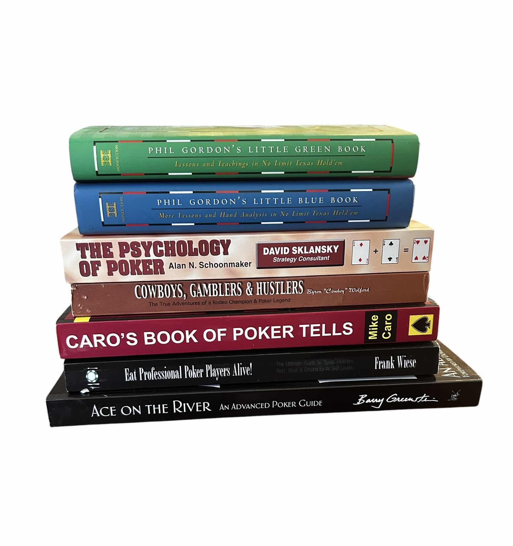 Photo 1 of COLLECTION OF POKER LITERATURE THAT COVERS A RANGE OF TOPICS FROM TECHNICAL STRATEGY AND PSYCHOLOGY TO HISTORICAL NARRATIVES AND PROFESSIONAL LIFESTYLE GUIDES (7)
