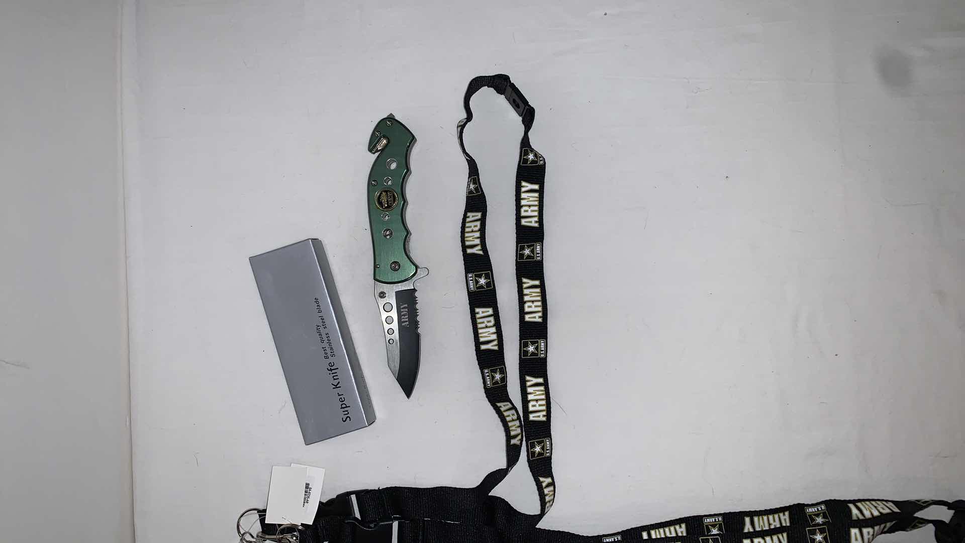 Photo 3 of SET OF U.S. ARMY LANYARDS WITH SUPER KNIFE ARMY KNIFE