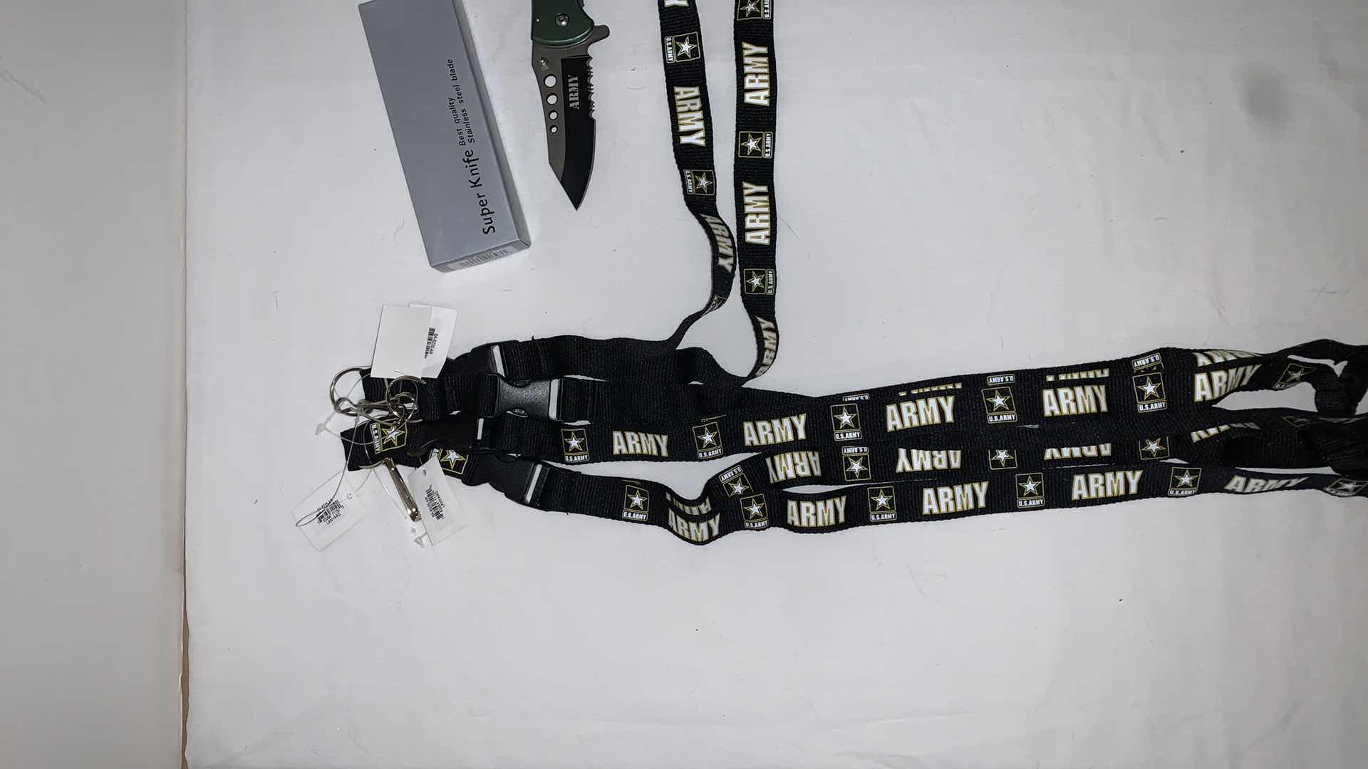 Photo 2 of SET OF U.S. ARMY LANYARDS WITH SUPER KNIFE ARMY KNIFE