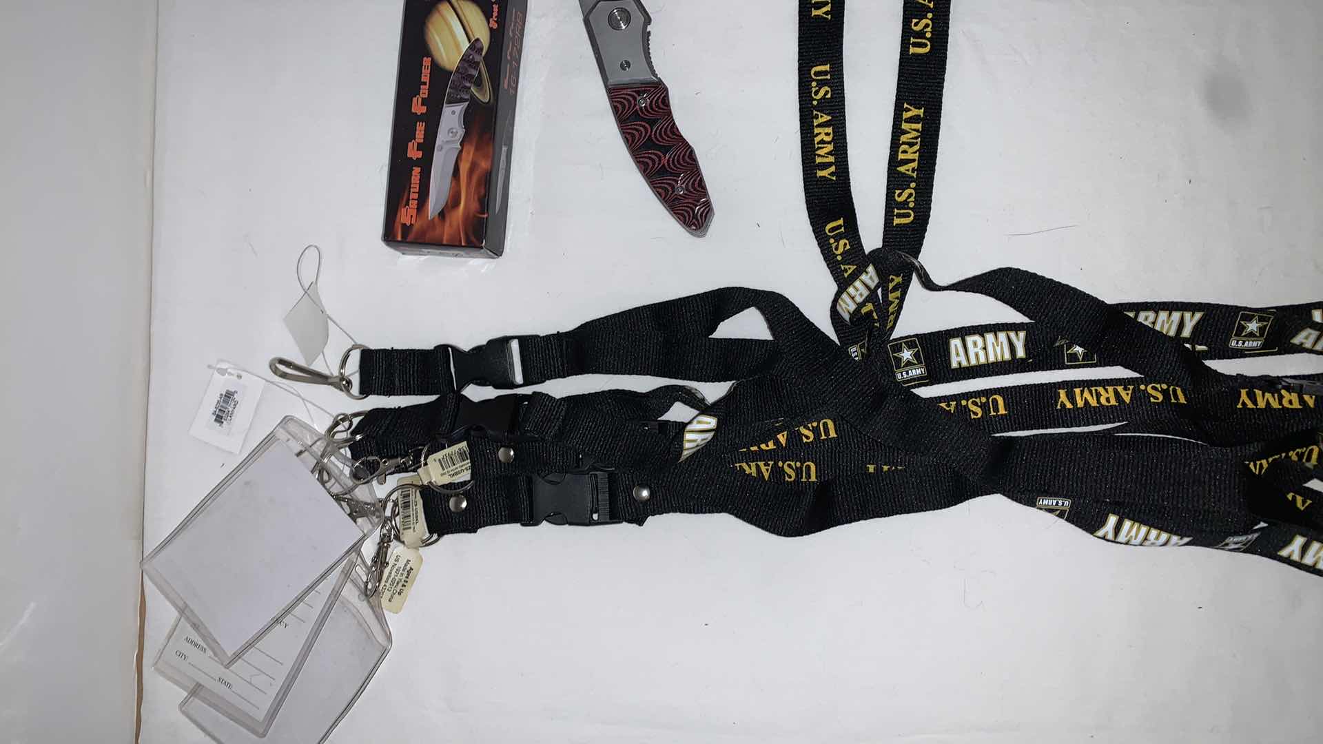 Photo 2 of SET OF U.S. ARMY LANYARDS WITH SATURN FIRE FOLDER KNIFE