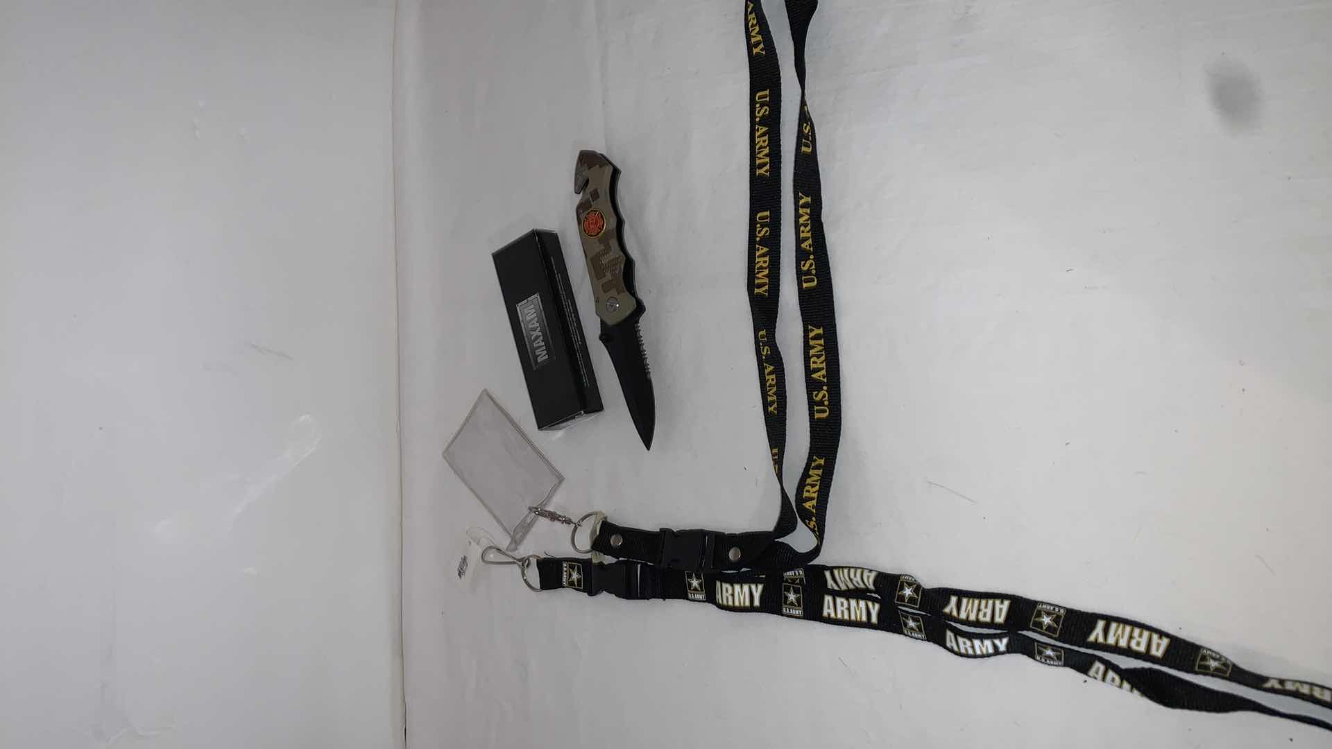 Photo 1 of SET OF U.S. ARMY LANYARDS WITH MAXAM FIRE DEPARTMENT KNIFE