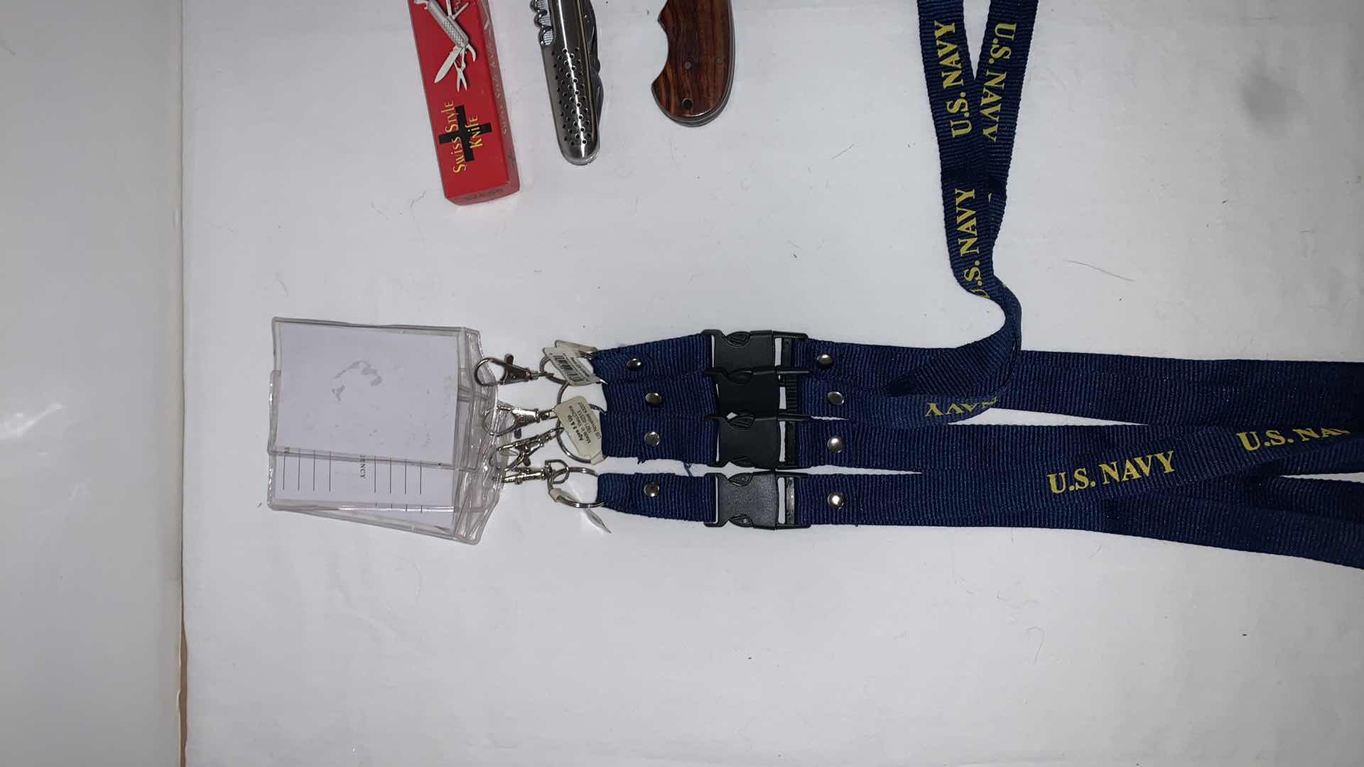 Photo 2 of SET OF U.S. NAVY LANYARDS WITH SWISS STYLE KNIFE AND TOMAHAWK BRAND KNIFE