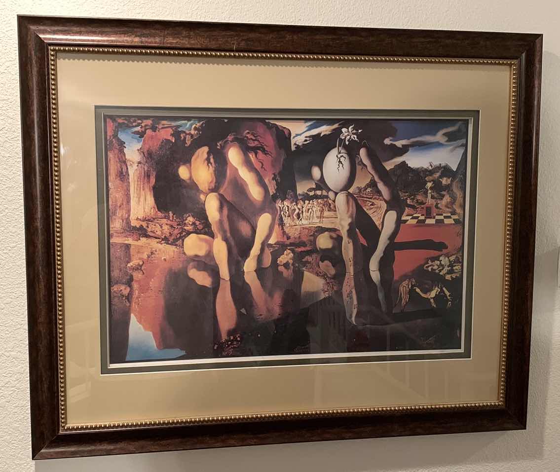 Photo 1 of SALVADOR DALI THE METAMORPHOSIS OF NARCISSUS MATTED PRINT 35” X 29”