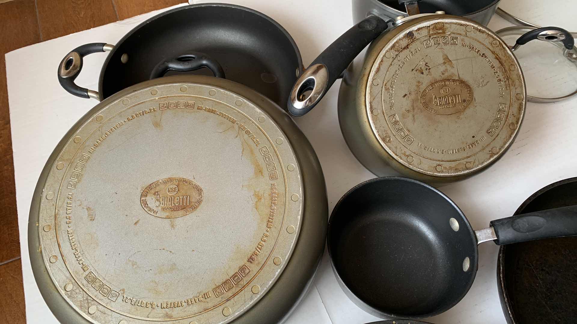 Photo 1 of BIALETTI COOKWARE, 7 PANS, 5 INTERCHANGEABLE LIDS