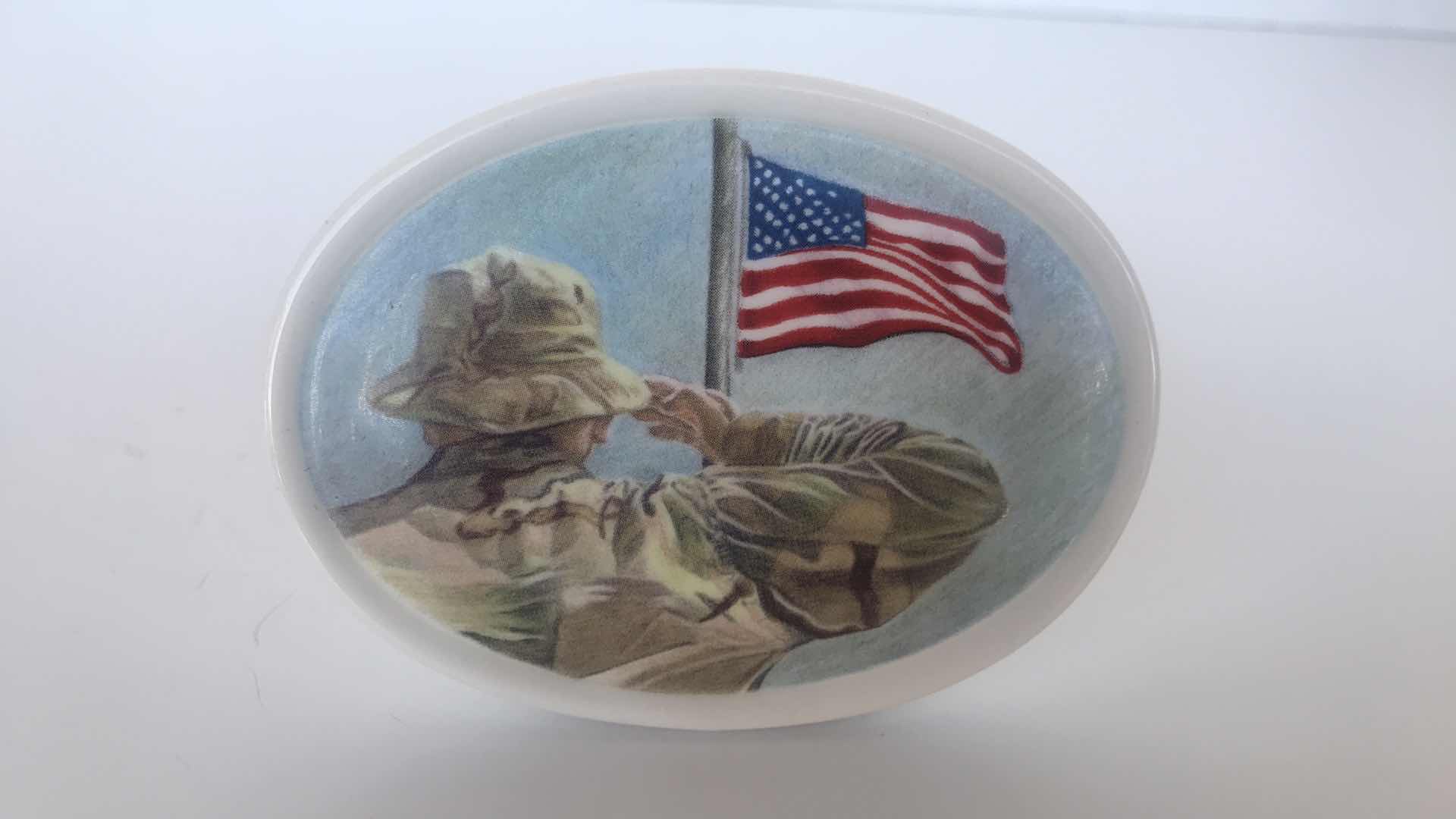 Photo 1 of GOEBEL MILITARY COMMEMORATIVE WITH AMERICAN FLAG