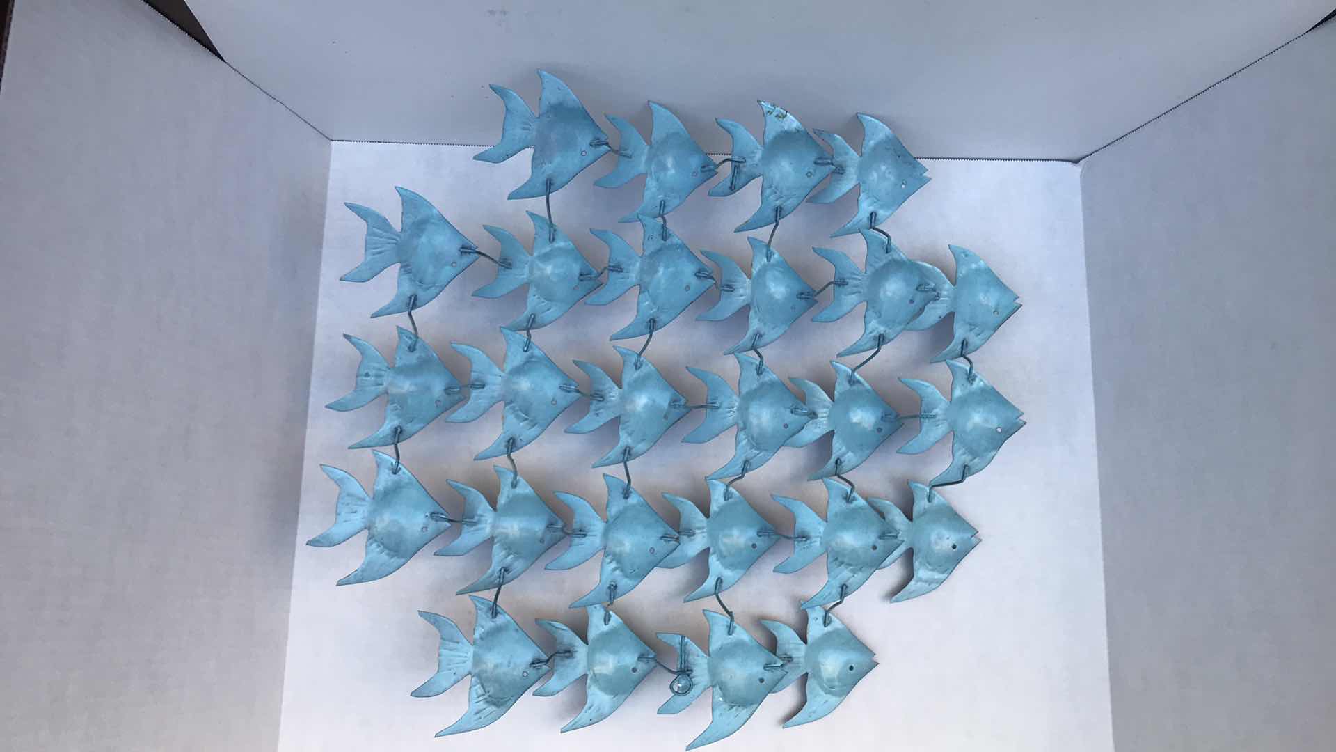 Photo 2 of ENAMELED METAL WALL ART, SCHOOL OF FISH, 18” H x 20” W