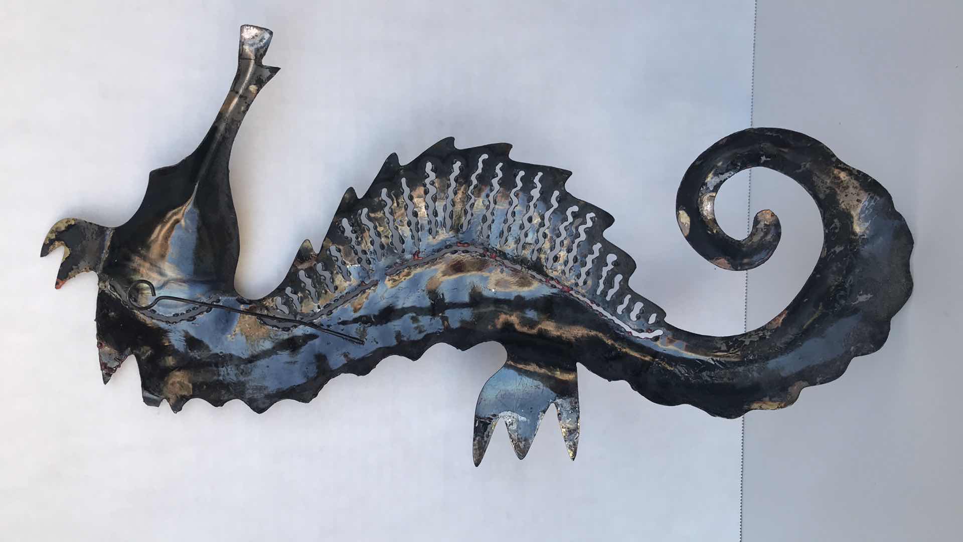 Photo 1 of METAL SCULPTURE WALL HANGING, SEA HORSE, 18” H