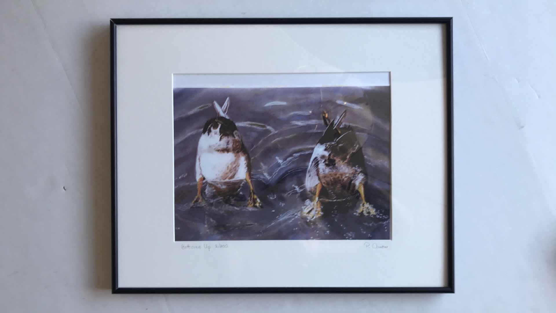 Photo 1 of FRAMED PRINT OF DUCKS by P. AMON; “BOTTOMS UP”, 20 1/2” W x 16 1/2” H