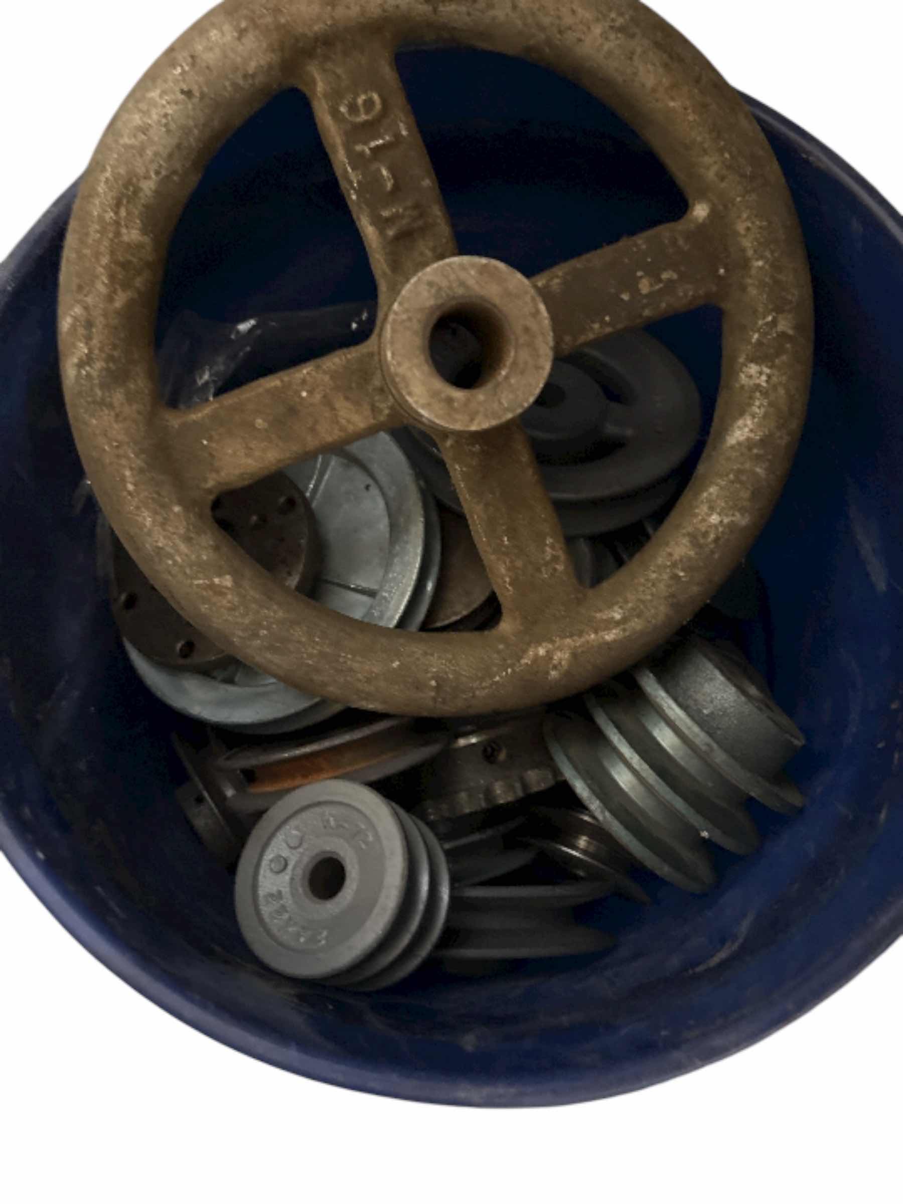 Photo 1 of BUCKET OF STEEL PULLEYS