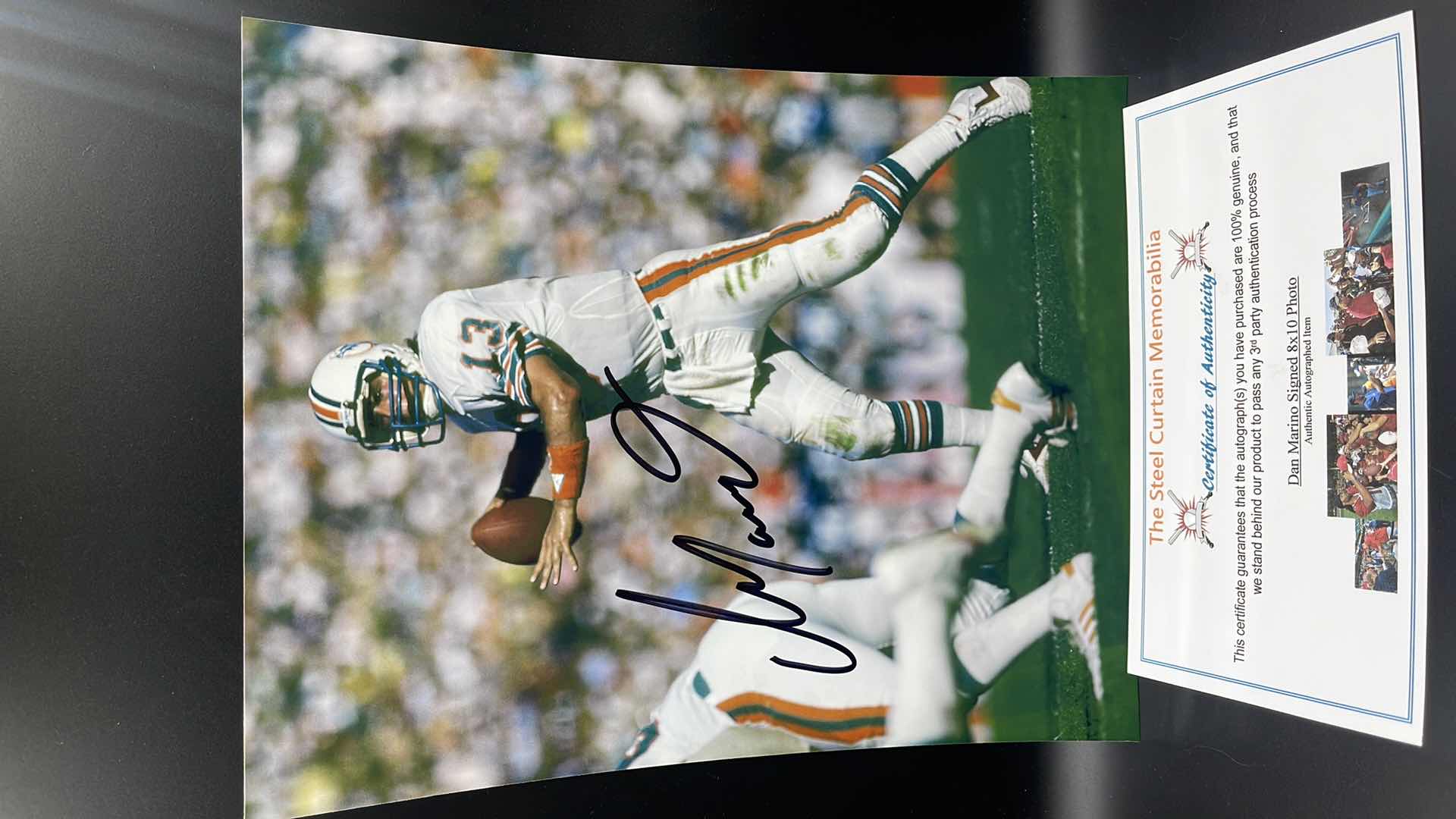 Photo 1 of DAN MARINO 8” X 10” AUTOGRAPHED PHOTO W COA