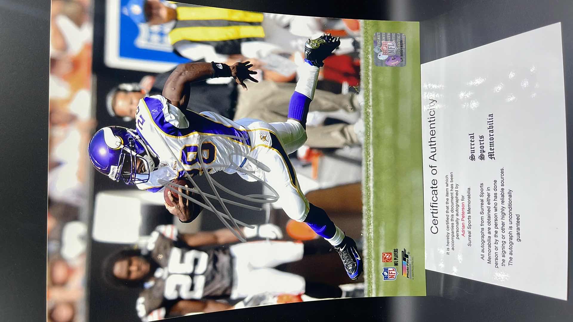 Photo 1 of ADRIAN PETERSON 8” X 10” AUTOGRAPHED PHOTO W COA