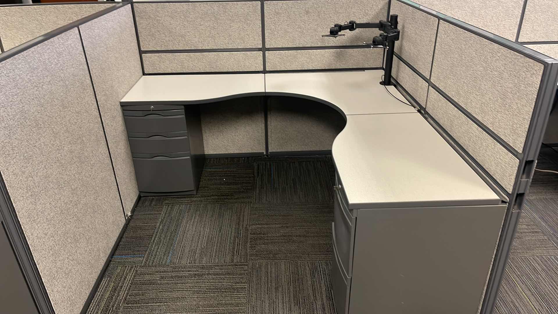 Photo 6 of 2 PC CUBICAL SET W 5 DRAWER MEDAL BASE DESKS 76” X 76” H50” (BUYER TO DISASSEMBLE & REMOVE FROM 2ND STORY OFFICE BUILDING W ELEVATOR)
