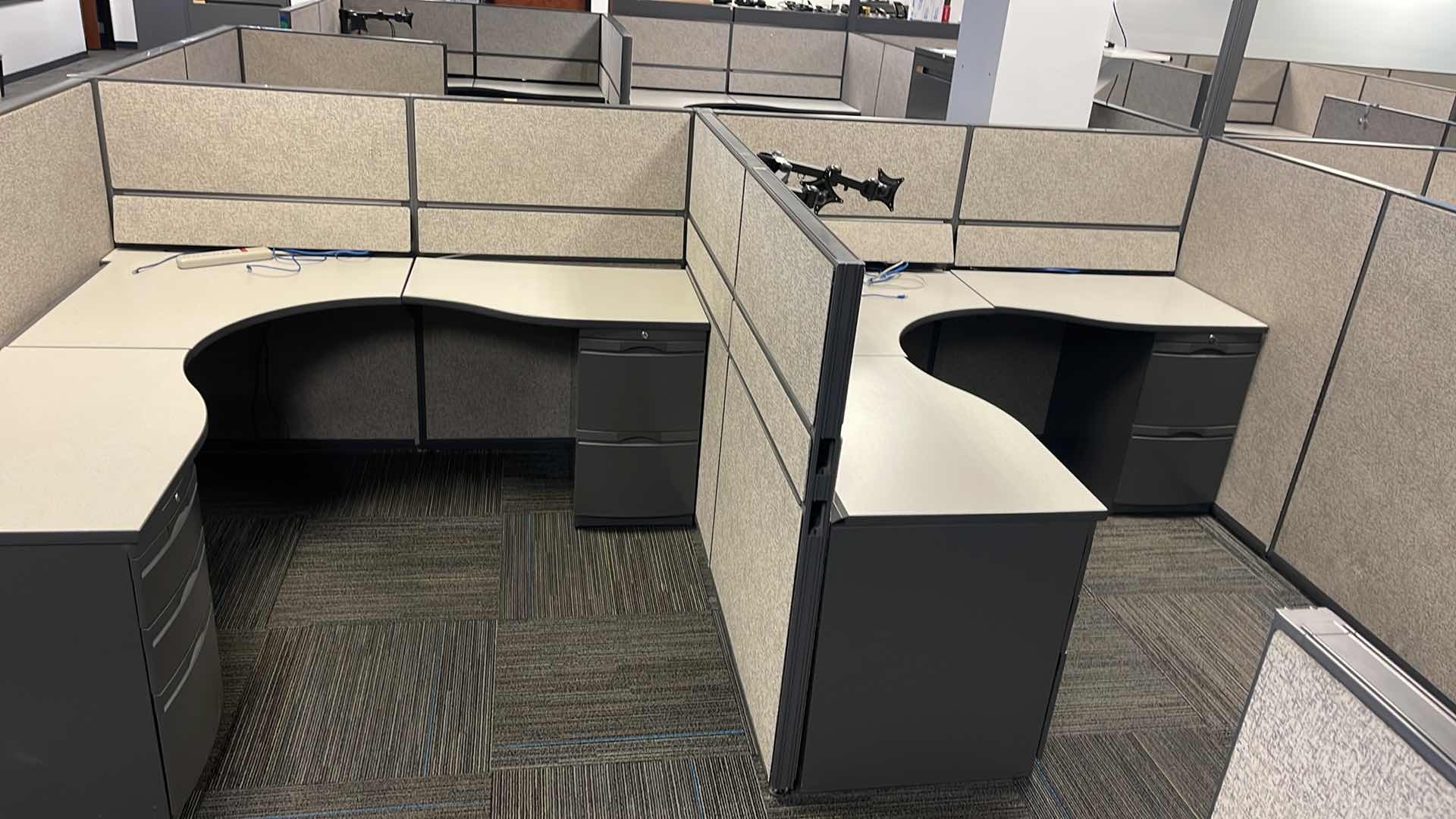 Photo 5 of 3 PC CUBICLE SET W 5 DRAWER MEDAL BASE DESKS 2 CUBICLES 76” X 76” H50” 1 CUBICLE 12’ X 76” H50”(BUYER TO DISASSEMBLE & REMOVE FROM 2ND STORY OFFICE BUILDING W ELEVATOR)