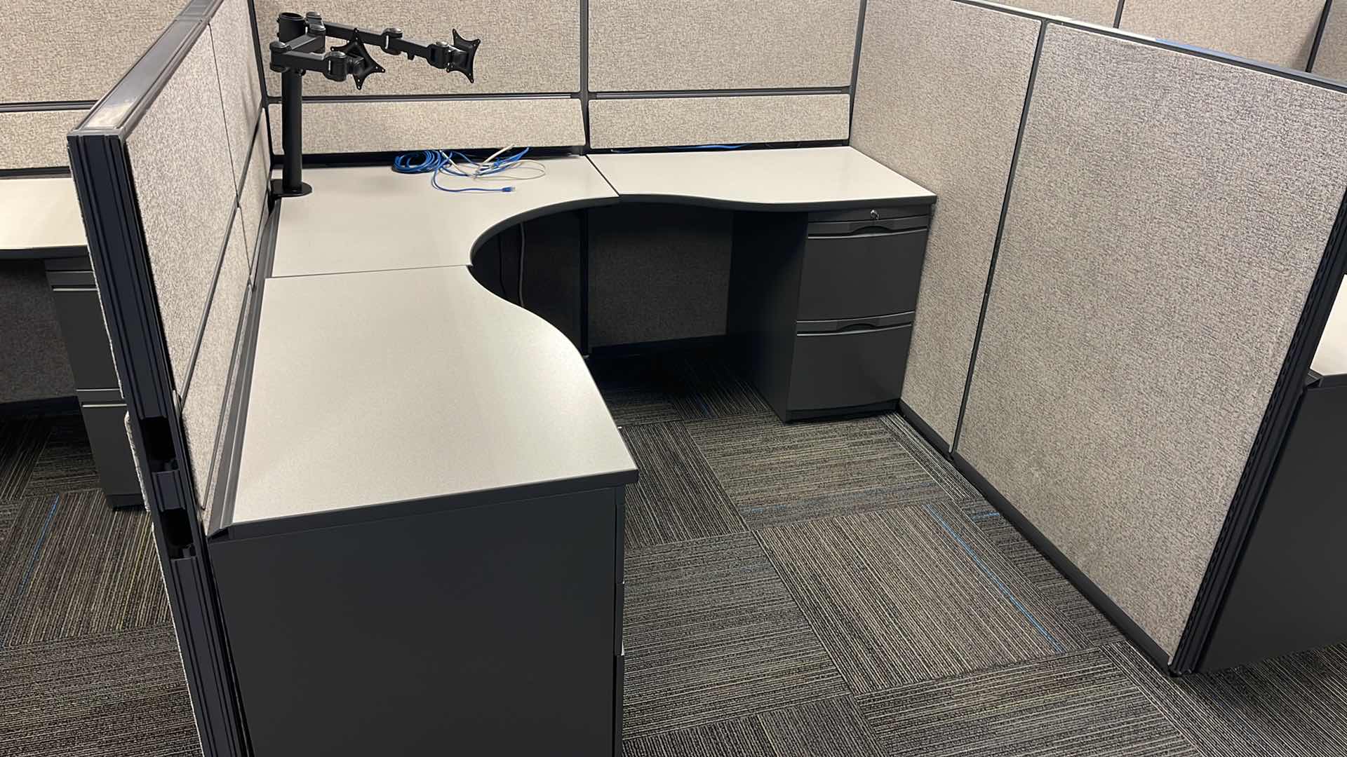 Photo 7 of 3 PC CUBICLE SET W 5 DRAWER MEDAL BASE DESKS 2 CUBICLES 76” X 76” H50” 1 CUBICLE 12’ X 76” H50”(BUYER TO DISASSEMBLE & REMOVE FROM 2ND STORY OFFICE BUILDING W ELEVATOR)