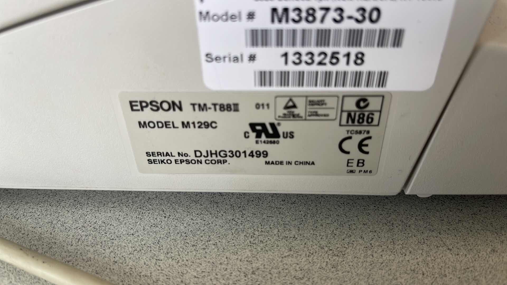 Photo 3 of EPSON TM-T8IV MONOCHROME SERIAL THERMAL RECEIPT PRINTER