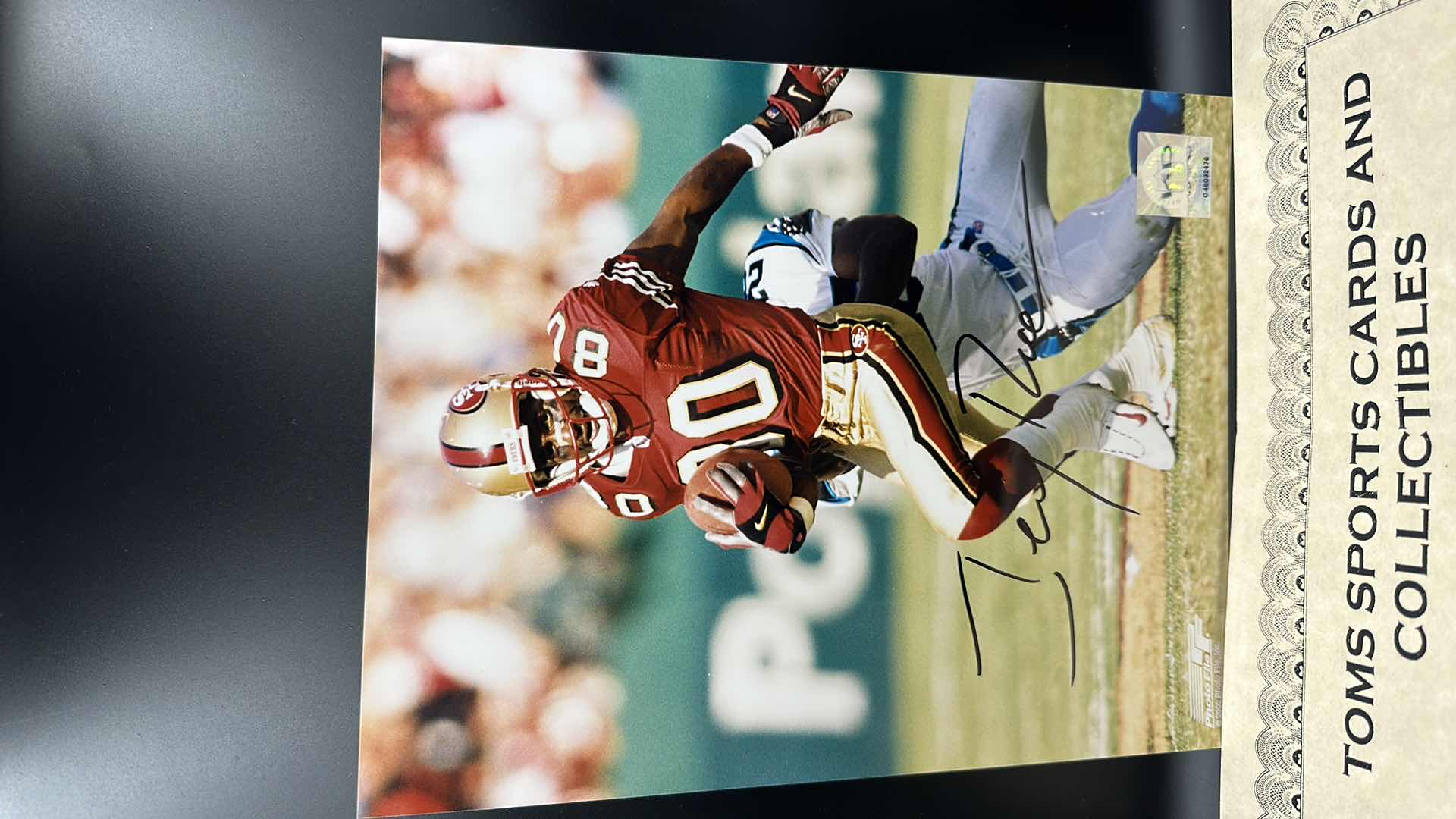 Photo 2 of JERRY RICE 8” X 10” AUTOGRAPHED PHOTO W COA