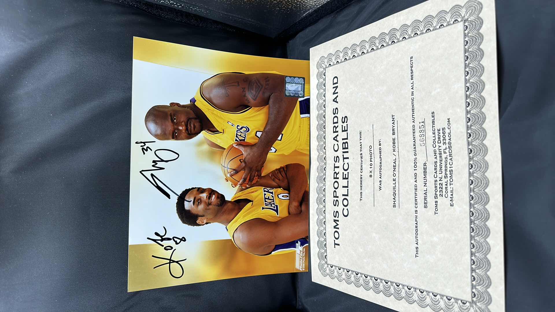 Photo 1 of KOBE BRYANT & SHAQUILLE O’NEAL 8”X10” AUTOGRAPHED PHOTO W COA