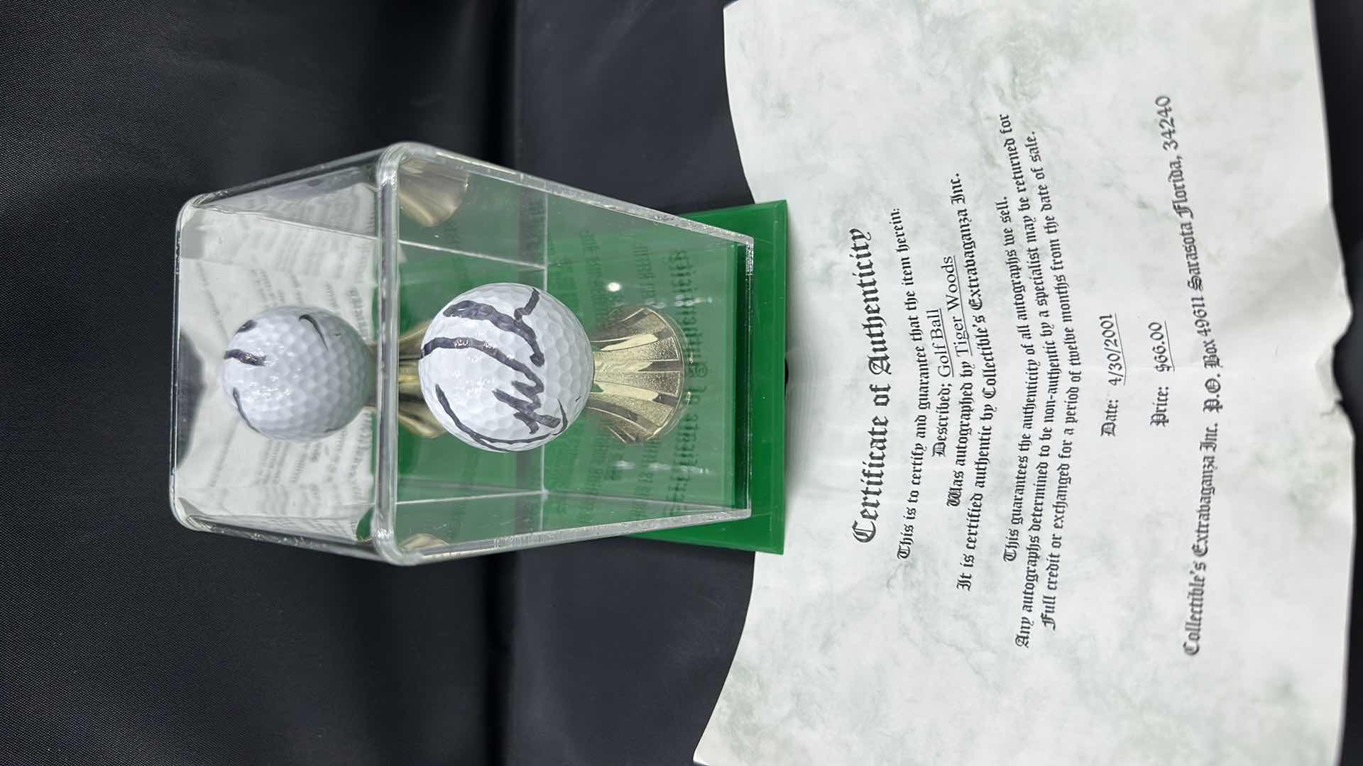 Photo 1 of TIGER WOODS 2001 AUTOGRAPHED NIKE GOLF BALL IN CASE W COA