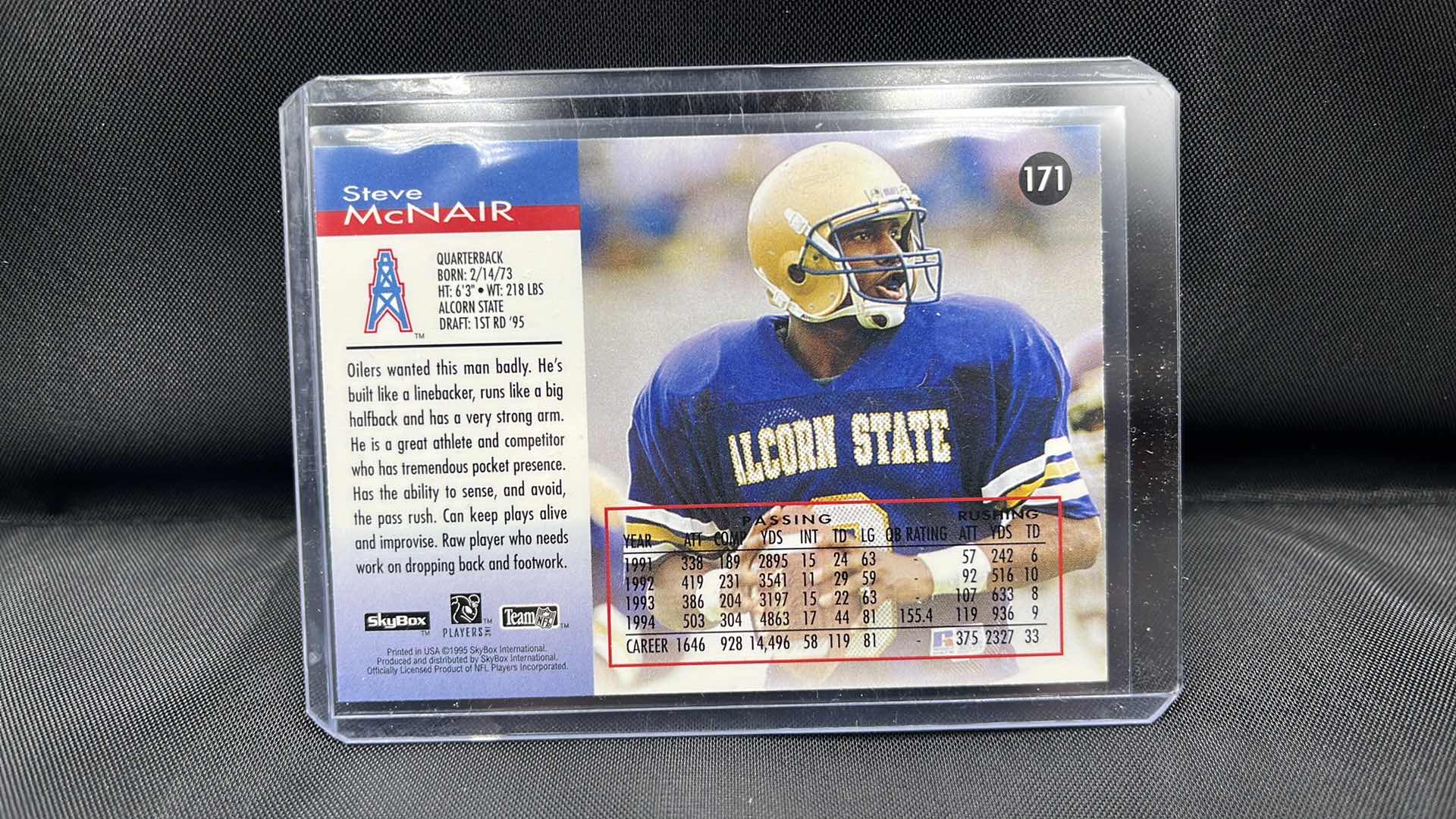 Photo 2 of 1995 skybox rookie Steve McNair 171