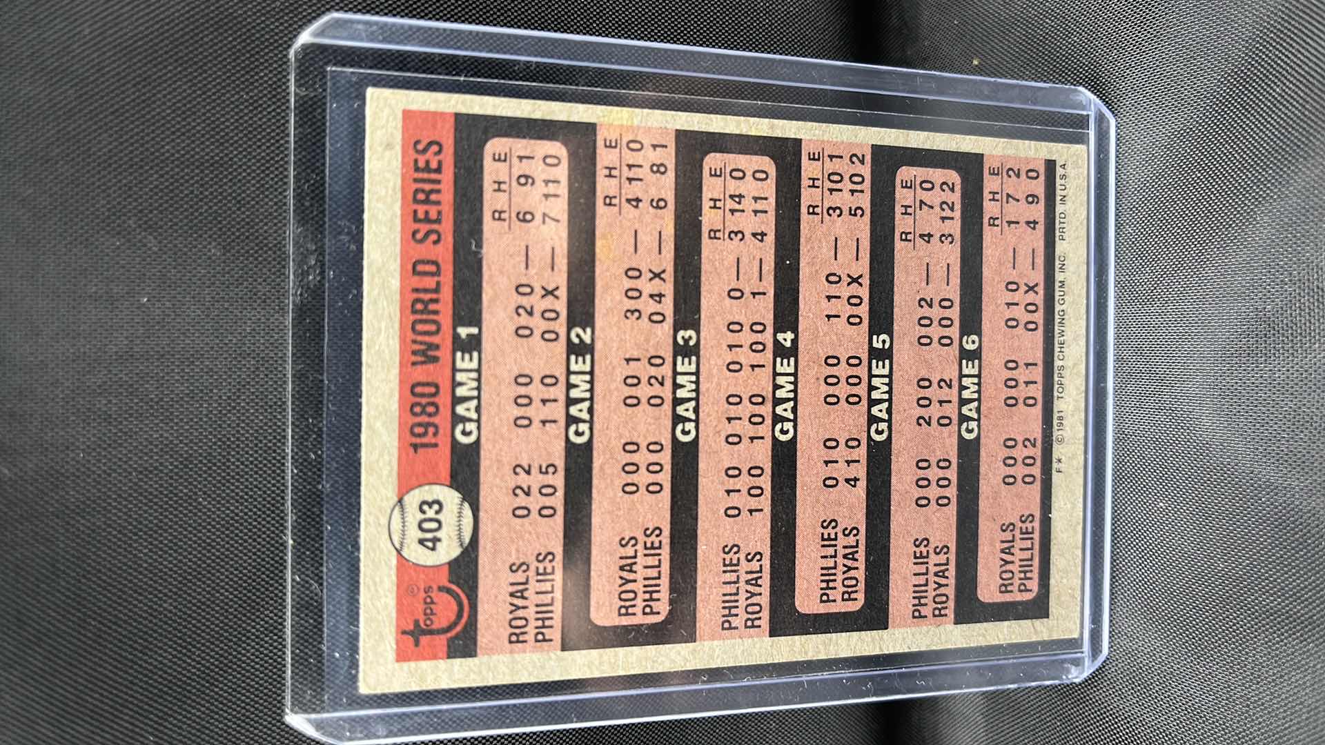 Photo 2 of 1981 TOPPS World Series Phillies beat royals in six 403