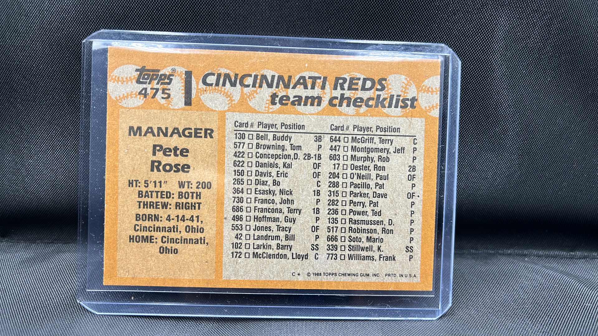 Photo 2 of 1988 TOPPS Pete rose manager 475