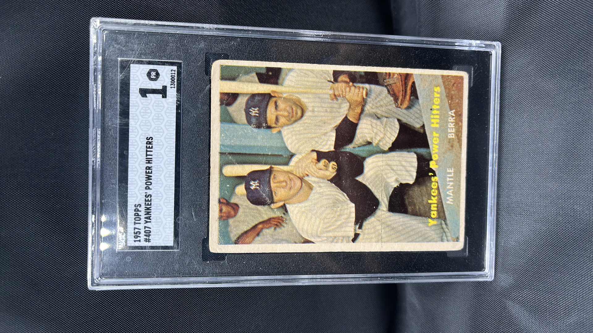 Photo 1 of 1957 TOPPS Yankees power hitters Mikey mantle and yogi Berra 407 mint 1